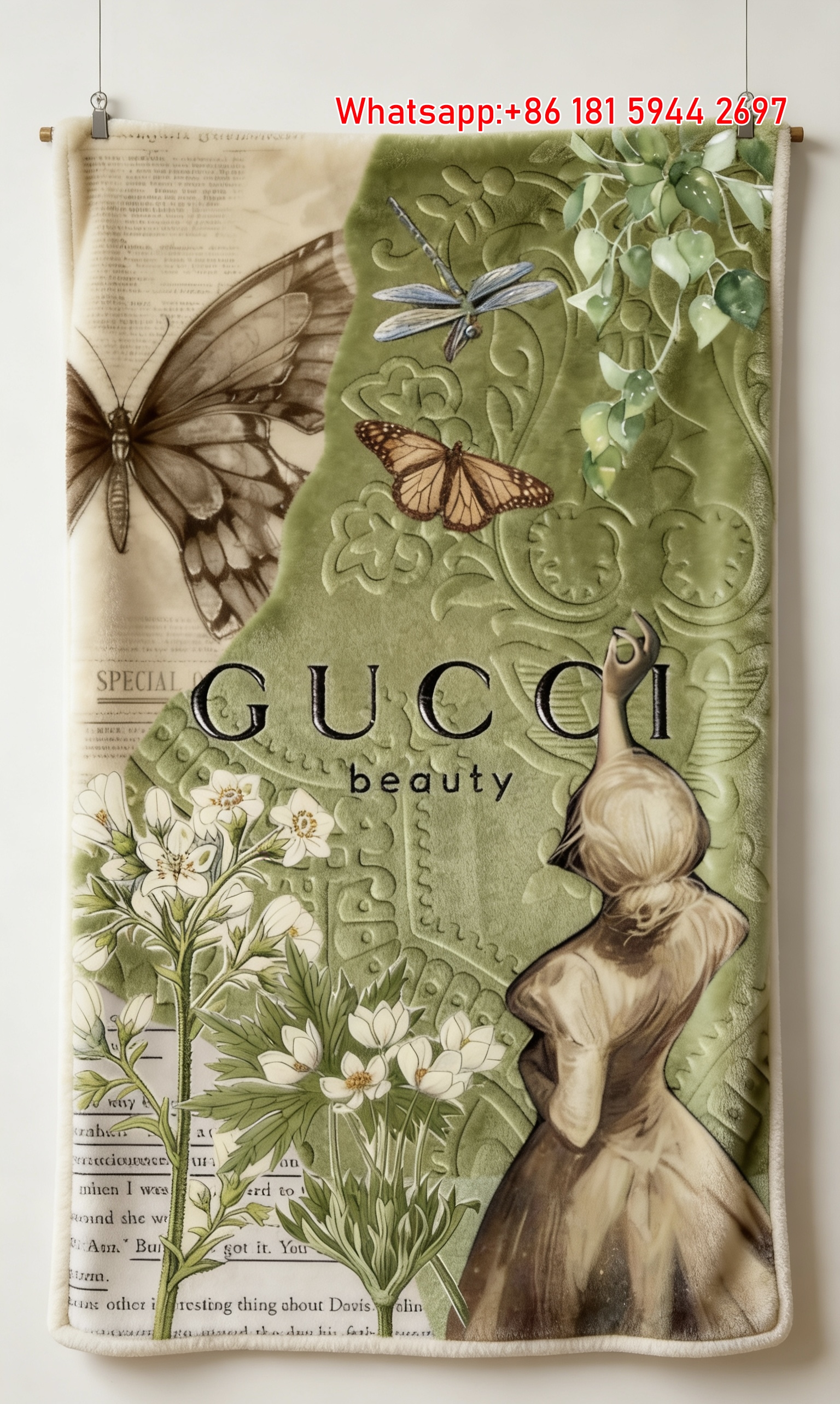 Gucci Beauty Vintage Collage Fleece Throw Blanket IMG_2922